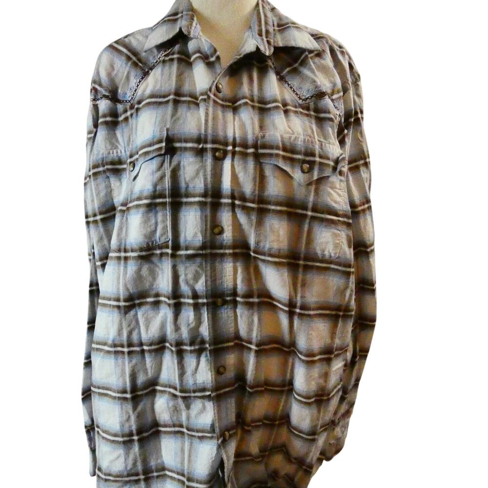 Rough Stock Panhandle Slim Men's XL Button Up Western Shirt Embroidered